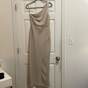 BHLDN Dylan Satin Charmeuse Maxi Dress in Champagne
